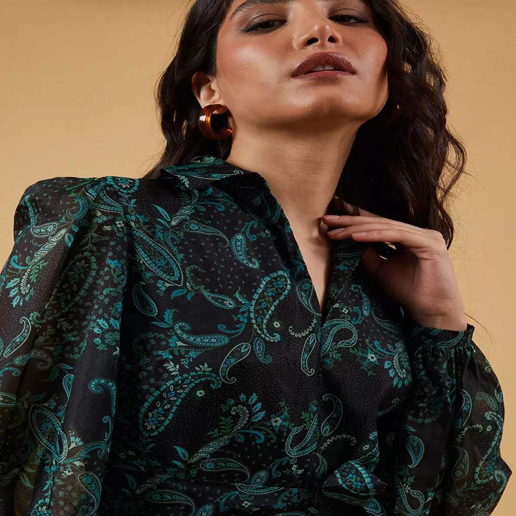 Abito Mini Paisley Verde e Nero - Descrizione Prodotto